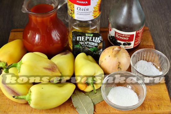 Ингредиенты для приготовления лечо из болгарского переца