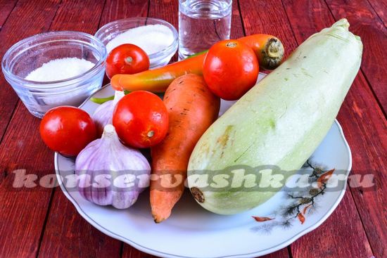 Ингредиенты для аджики из кабачков с морковкой на зиму