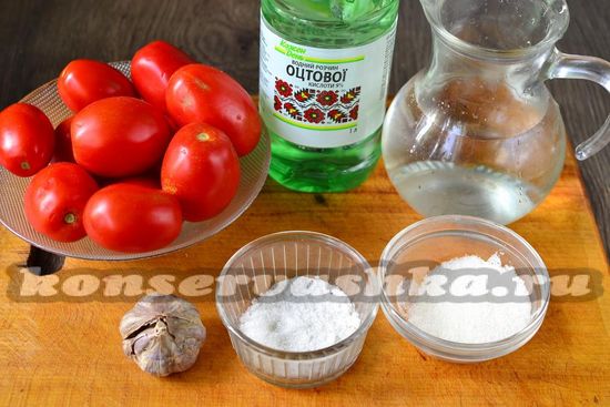 Ингредиенты для приготовления помидор под снегом