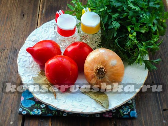 Ингредиенты для салата из помидор
