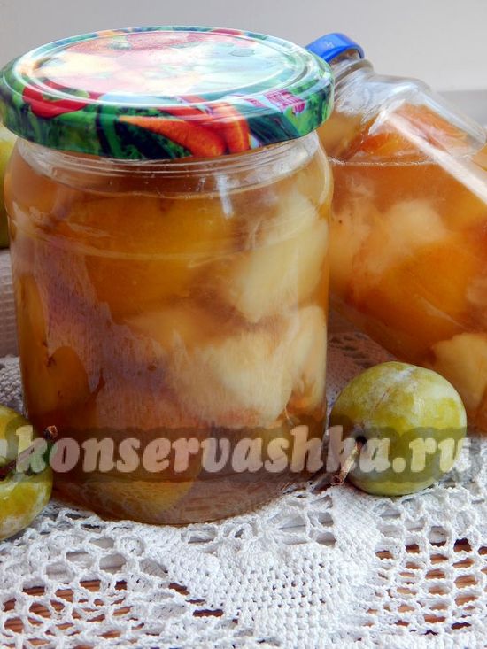 рецепт персиков со сливами в сиропе