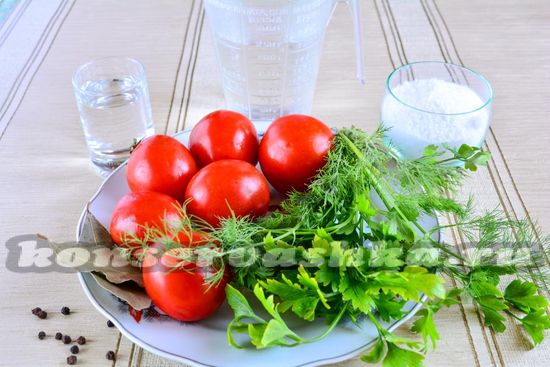 Ингредиенты для приготовления фаршированных помидор зеленью