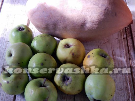 Ингредиенты для приготовления варенья из тыквы и яблок