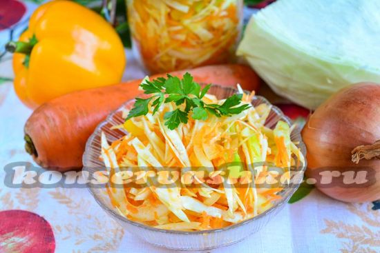 Рецепт салата на зиму из капусты, перца, моркови 