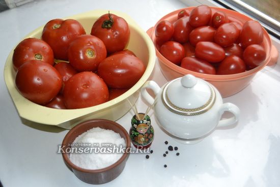 Ингредиенты для приготовления помидор в собственном соку