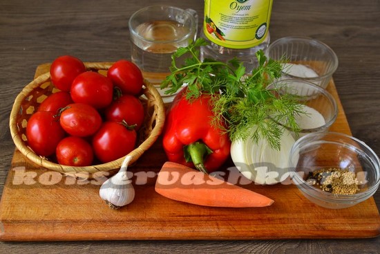 Ингредиенты для приготовления маринованных помидор
