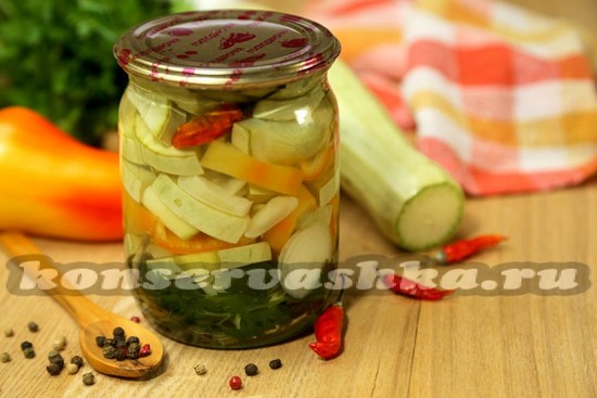 рецепт острых маринованных кабачков с овощами