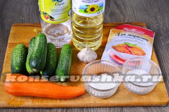 Ингредиенты для приготовления огурцов по-корейски