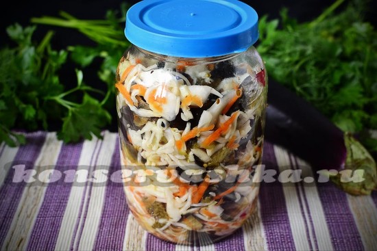 Баклажаны с капустой на зиму