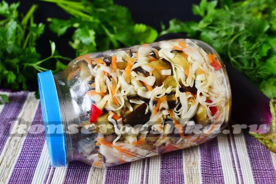рецепт баклажан с капустой на зиму