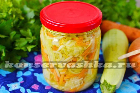 Салат из кабачков, моркови и лука на зиму