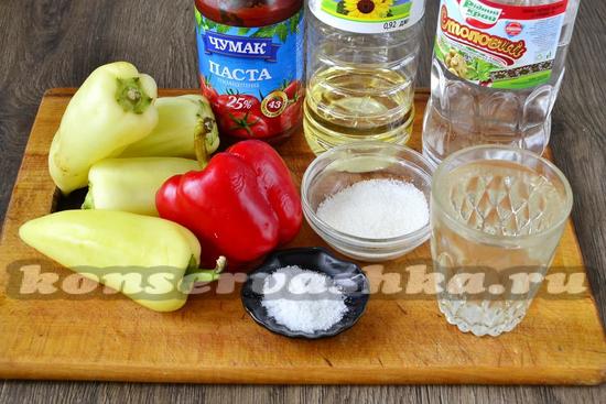 Ингредиенты для приготовления лечо из перца