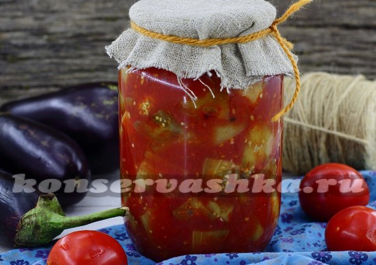 Баклажаны кусочками с помидорами на зиму