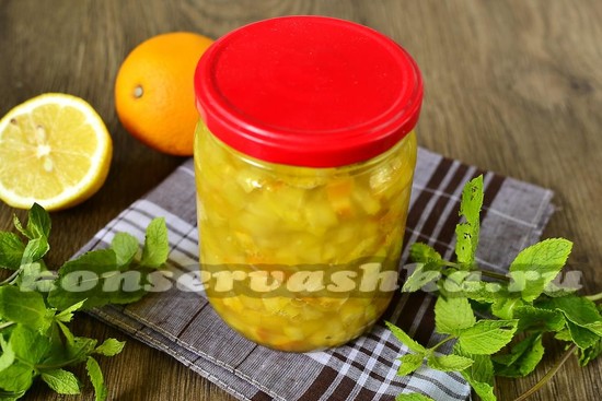 Варенье из кабачков с лимоном и апельсином кусочками