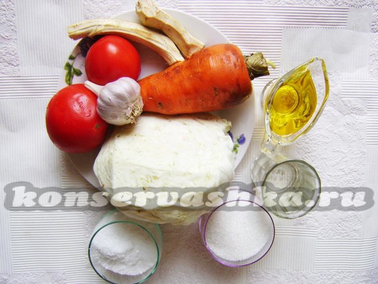 Ингредиенты для приготовления острой закуски на зиму