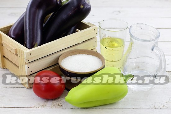 Ингредиенты для приготовления закуски из баклажан Пальчики