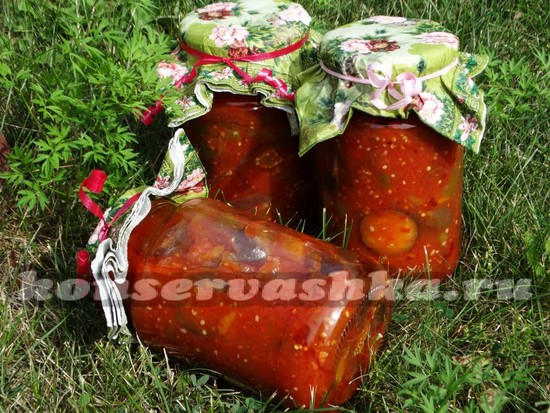 Острые баклажаны с болгарским перцем
