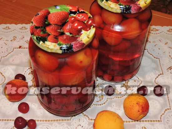 рецепт компота из абрикосов и вишни