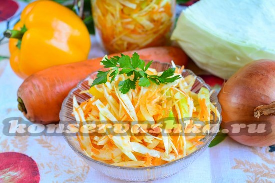 Рецепт салата на зиму из капусты, перца, моркови