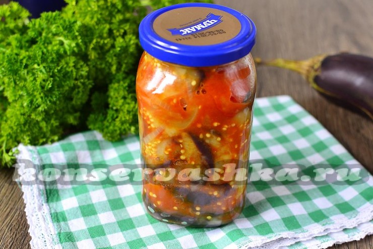 Салат на зиму из баклажанов, сладких перцев и помидоров